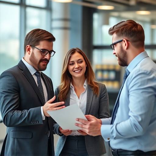 Two business professionals discussing financial strategy